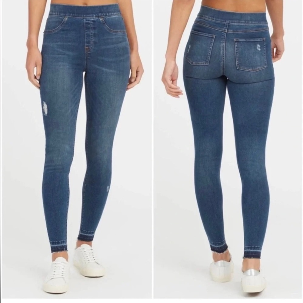 SPANX Blue Jeggings High-Rise Stretch Size Large Size Large